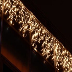   LED  jégcsapfüggöny 4,5x0,57 méter 180 LED, fehér kábel, meleg fehér,  Kültéri