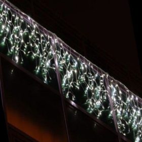   LED jégcsapfüggöny 3x0,5m 50 LED, fehér kábel, hideg fehér,  Kültéri