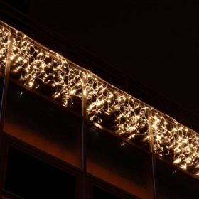  LED jégcsapfüggöny 3x0,5m 50 LED, fehér kábel, meleg fehér,  Kültéri