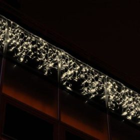   LED jégcsapfüggöny 3x0,5m 114 LED, fehér kábel, meleg fehér,  Kültéri