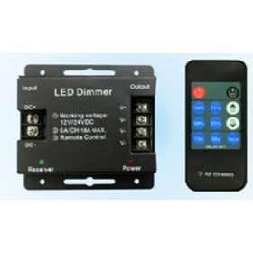   Led szalag dimmer 18A 216W +rádiós távirányító, egyszínű LED szalagokhoz, LED-modulokhoz