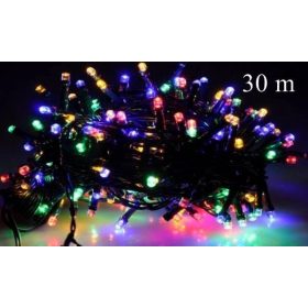   LED fényfüzér, rizsszem  IP44, 300 db multicolor /piros-zöld- kék-sárga/ leddel. 8 funkciós, villogtató memóriás vezérlővel.