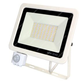   50W mozgásérzékelővel slim smd reflektor, 3000 kelvin, meleg fehér