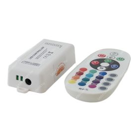   RGB led szalag vezérlő, 144W, rádiós, 24 gombos, egyedi kódos